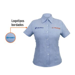 Camisa azul para dama, manga corta, talla mediana