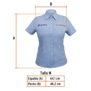 Camisa azul para dama, manga corta, talla mediana
