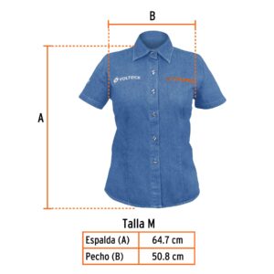 Camisa de mezclilla para dama, manga corta, talla mediana