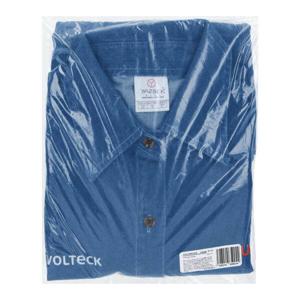 Camisa de mezclilla para dama, manga corta, talla chica