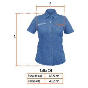 Camisa de mezclilla para dama, manga corta, talla chica