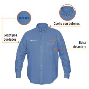 Camisa de mezclilla para caballero, manga larga, talla M