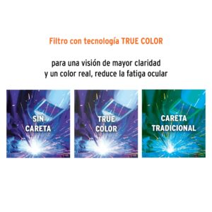 Careta profesional electronica para soldar con panel digital