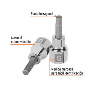 Dados de punta hexagonal cuadro 3/8" de 6mm