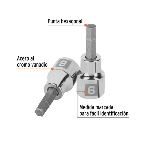 Dados de punta hexagonal cuadro 3/8" de 6mm