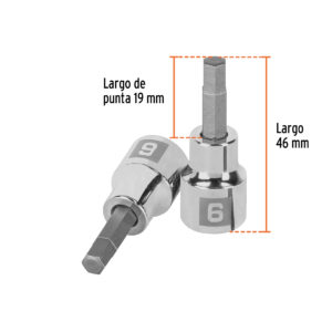 Dados de punta hexagonal cuadro 3/8