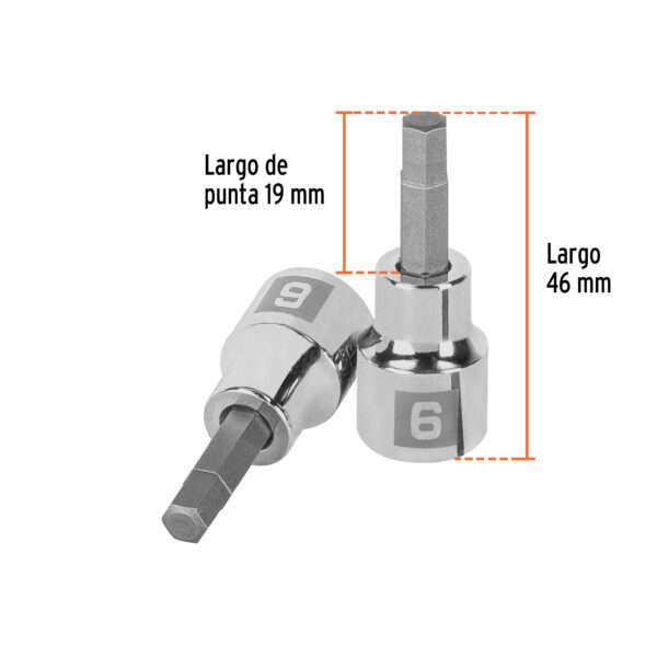 Dados de punta hexagonal cuadro 3/8" de 6mm