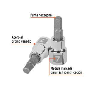 Dados de punta hexagonal cuadro 3/8" de 7mm