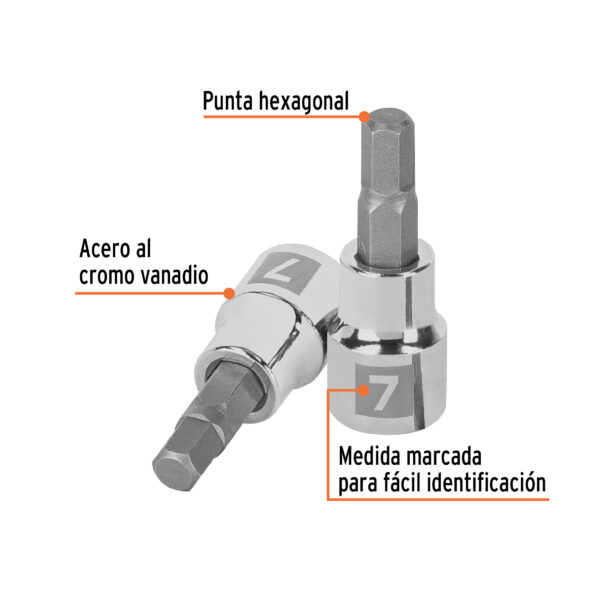 Dados de punta hexagonal cuadro 3/8" de 7mm