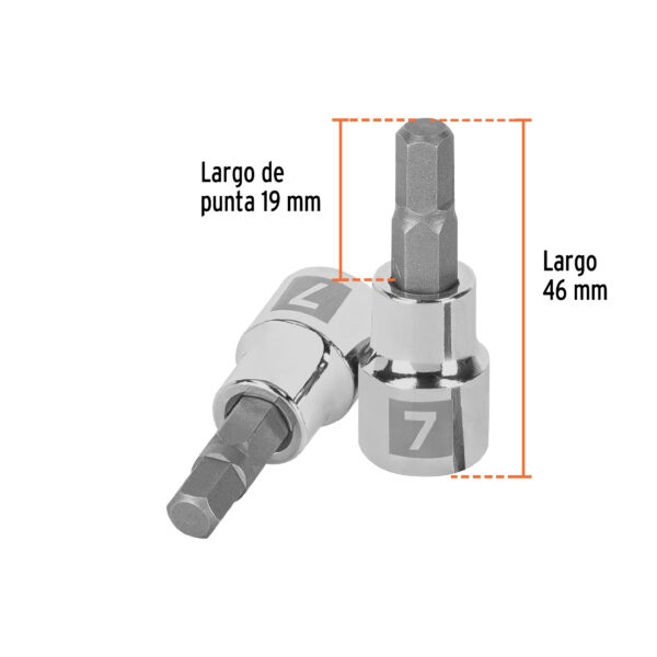 Dados de punta hexagonal cuadro 3/8" de 7mm