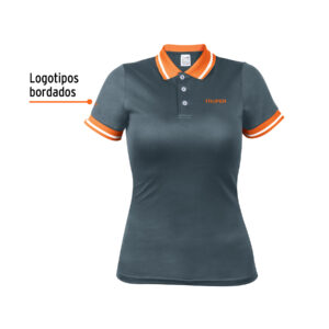 Playera tipo polo, dry fit, gris, para dama, talla M