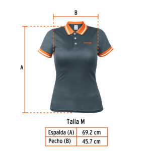 Playera tipo polo, dry fit, gris, para dama, talla M