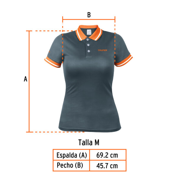 Playera tipo polo, dry fit, gris, para dama, talla M