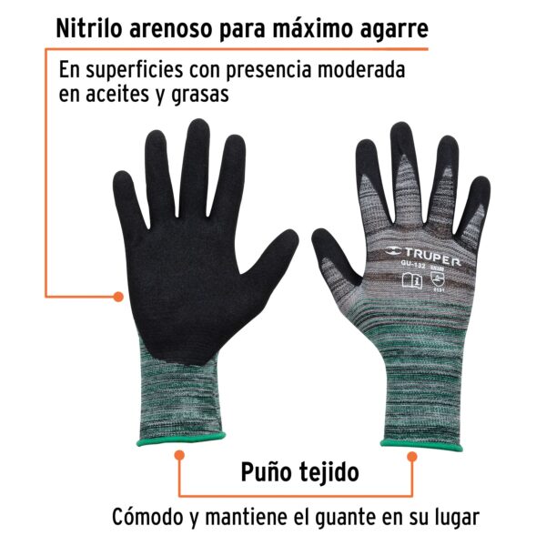 Guantes de nitrilo arenoso maximo agarre medianos