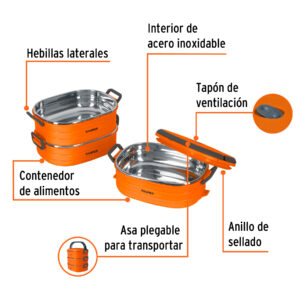 Lonchera termica con 3 contenedores de acero inoxidable