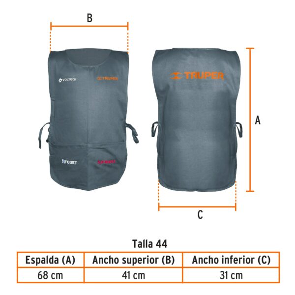 Mandil bordado al frente, estampado al dorso