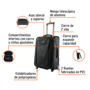 Maleta rodante para viaje Truper, 20