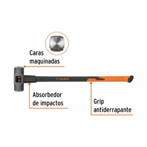Marro octagonal 12 lbs, mango fibra de vidrio