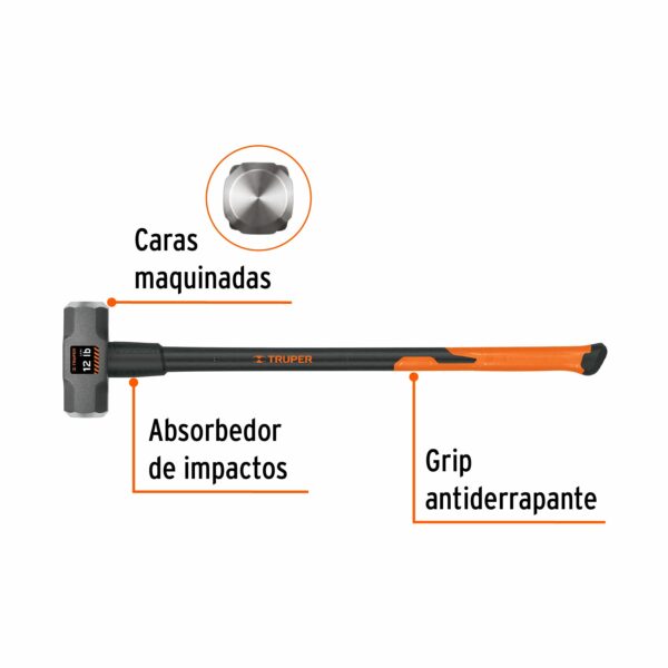 Marro octagonal 12 lbs, mango fibra de vidrio