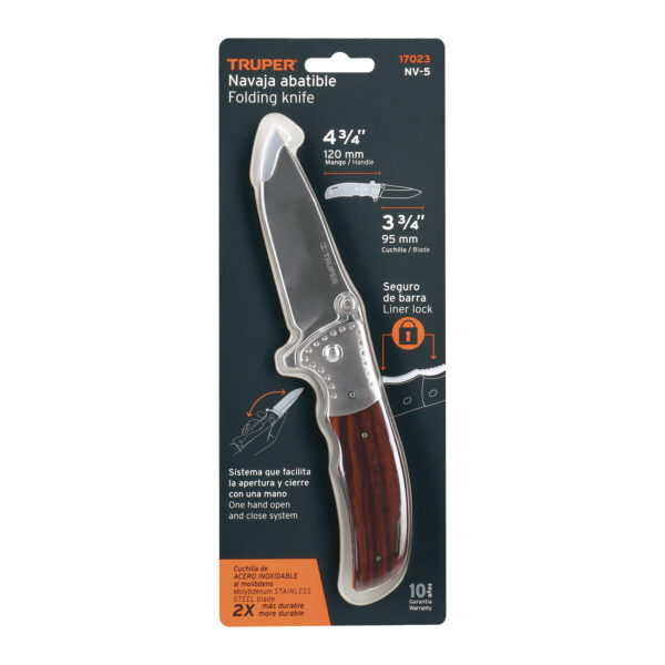 Navaja abatible mango de madera de 4-3/4"