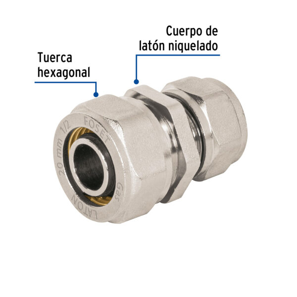 Cople de compresion reducido para PEALPE, 1/2' x 3/8', Foset