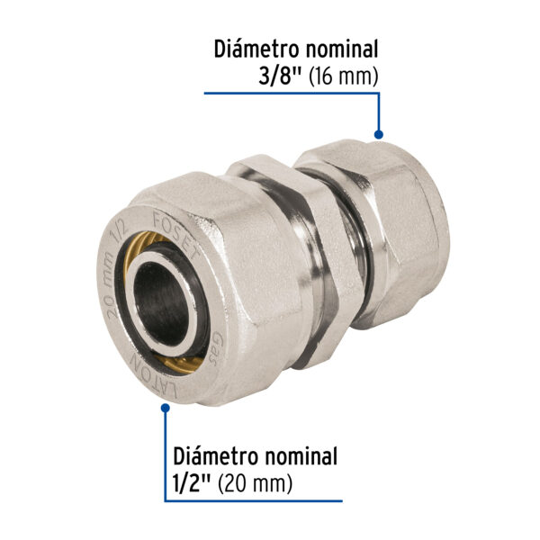 Cople de compresion reducido para PEALPE, 1/2' x 3/8', Foset