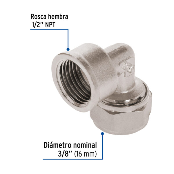Codo 90° para PEALPE, 3/8', con rosca hembra, Foset