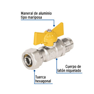 Valvula esfera para PE-AL-PE, 3/8'a flare 3/8', Foset