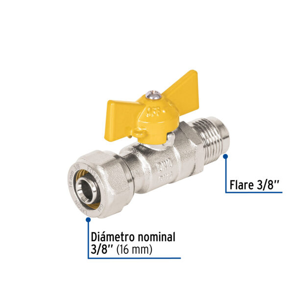 Valvula esfera para PE-AL-PE, 3/8'a flare 3/8', Foset