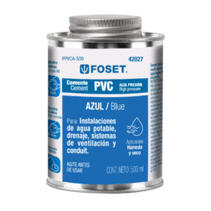 Cemento azul para PVC, hasta 12", bote 500 ml