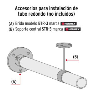Tubo redondo cromado para closet de 1.8m dimetro 2.5cm