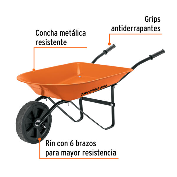 Carretilla para niños, concha metalica 54 x 40 cm, Truper