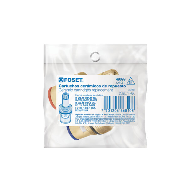 Cartucho ceramico para mezcladoras Basic y Aqua,bolsa 2 pzas