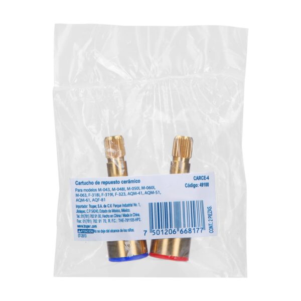 Cartuchos ceramico para mezcladoras Aqua y Basic, 2 piezas