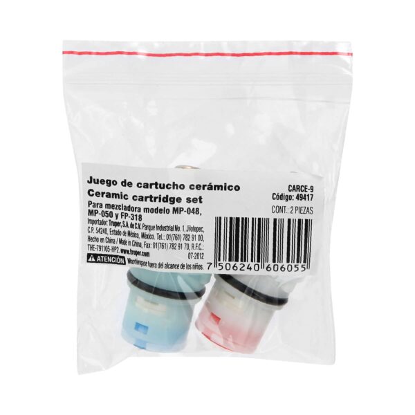 Juego de 2 cartuchos para mezcladoras plasticas, Basic