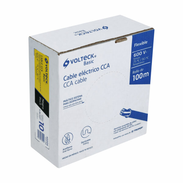 Rollo de 100 metros de cable THW CCA 10 AWG negro, Basic