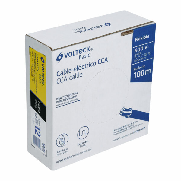Rollo de 100 metros de cable THW CCA 12 AWG negro, Basic