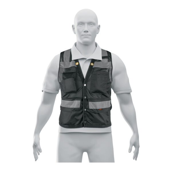 Chaleco seguridad reforzado Negro con bolsas Extra Grande