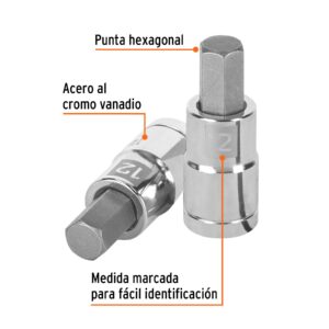 Dados de punta hexagonal cuadro 1/2" de 12mm