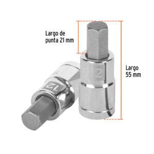 Dados de punta hexagonal cuadro 1/2