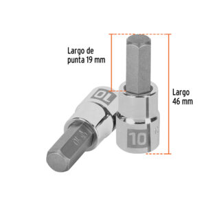 Dados de punta hexagonal, cuadro 3/8