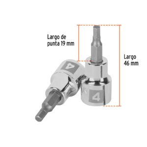 Dados de punta hexagonal, cuadro 3/8