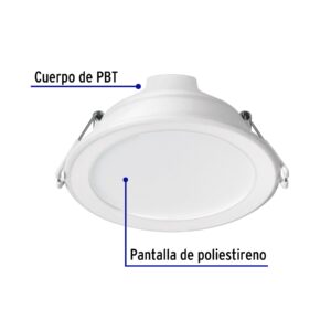 Luminario LED empotrado redondo, 7W, 6500K, Basic