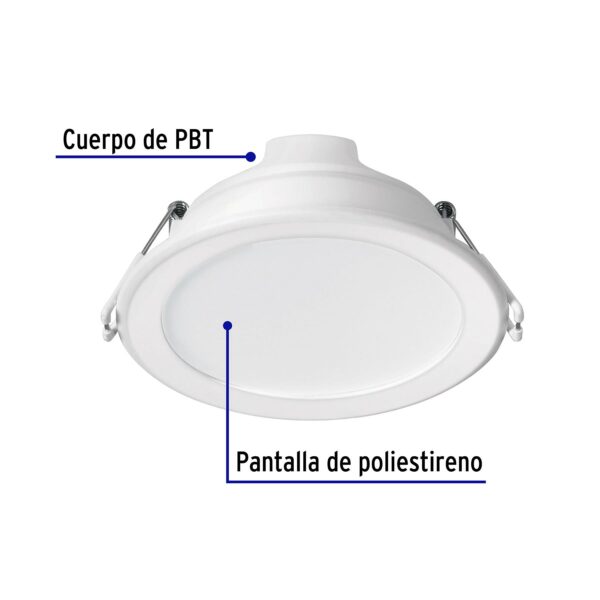 Luminario LED empotrado redondo, 7W, 6500K, Basic