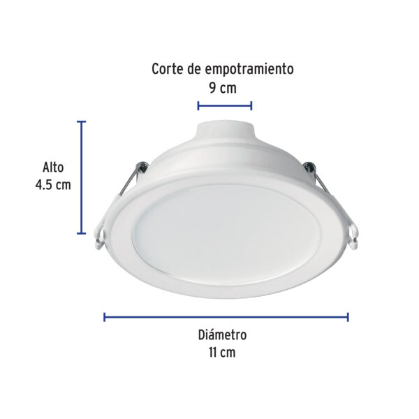Luminario LED empotrado redondo, 7W, 6500K, Basic