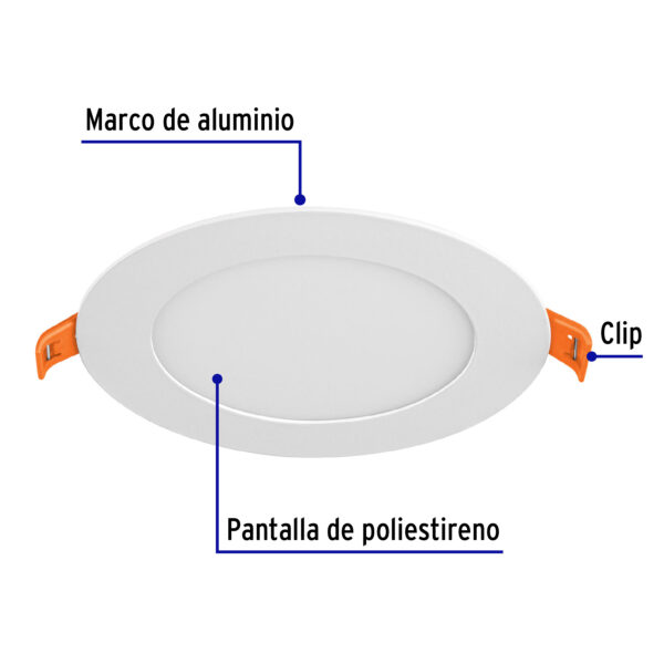 Luminario led slim de empotrar redondo 6w