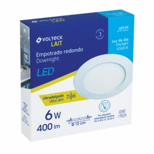 Luminario led slim de empotrar redondo 6w