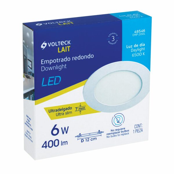 Luminario led slim de empotrar redondo 6w