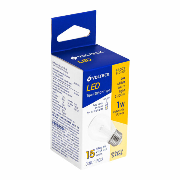 Lampara LED S14 de 1 W, luz calida