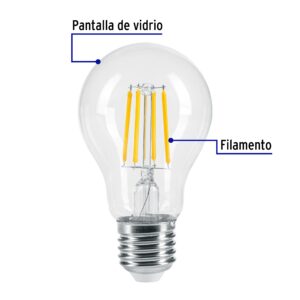 Lampara de LED, estilo antiguo, A19, 6 W, E26, luz calida